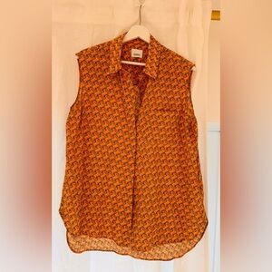 Burberry Orange Patterned Sleeveless Blouse